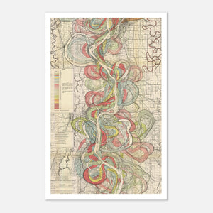 abstract squiggly lines on a vintage map in muted colors