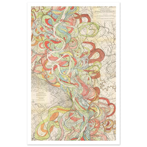 abstract squiggly lines in muted colors on vintage map