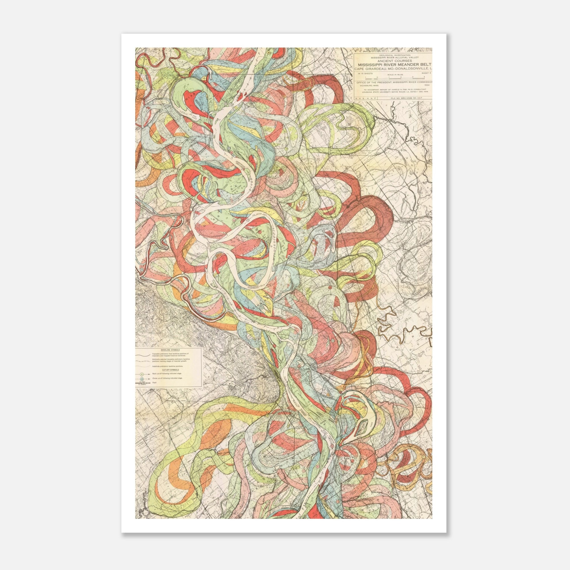 abstract squiggly lines in muted colors on vintage map