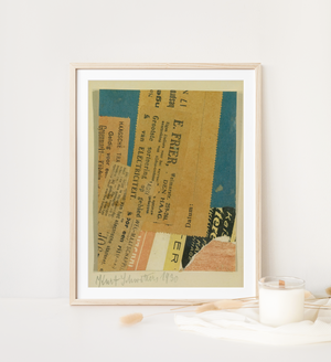 framed abstract collage art by kurt schwitters