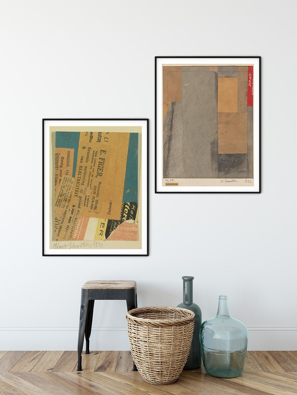 vintage paper collage in greys and tans 